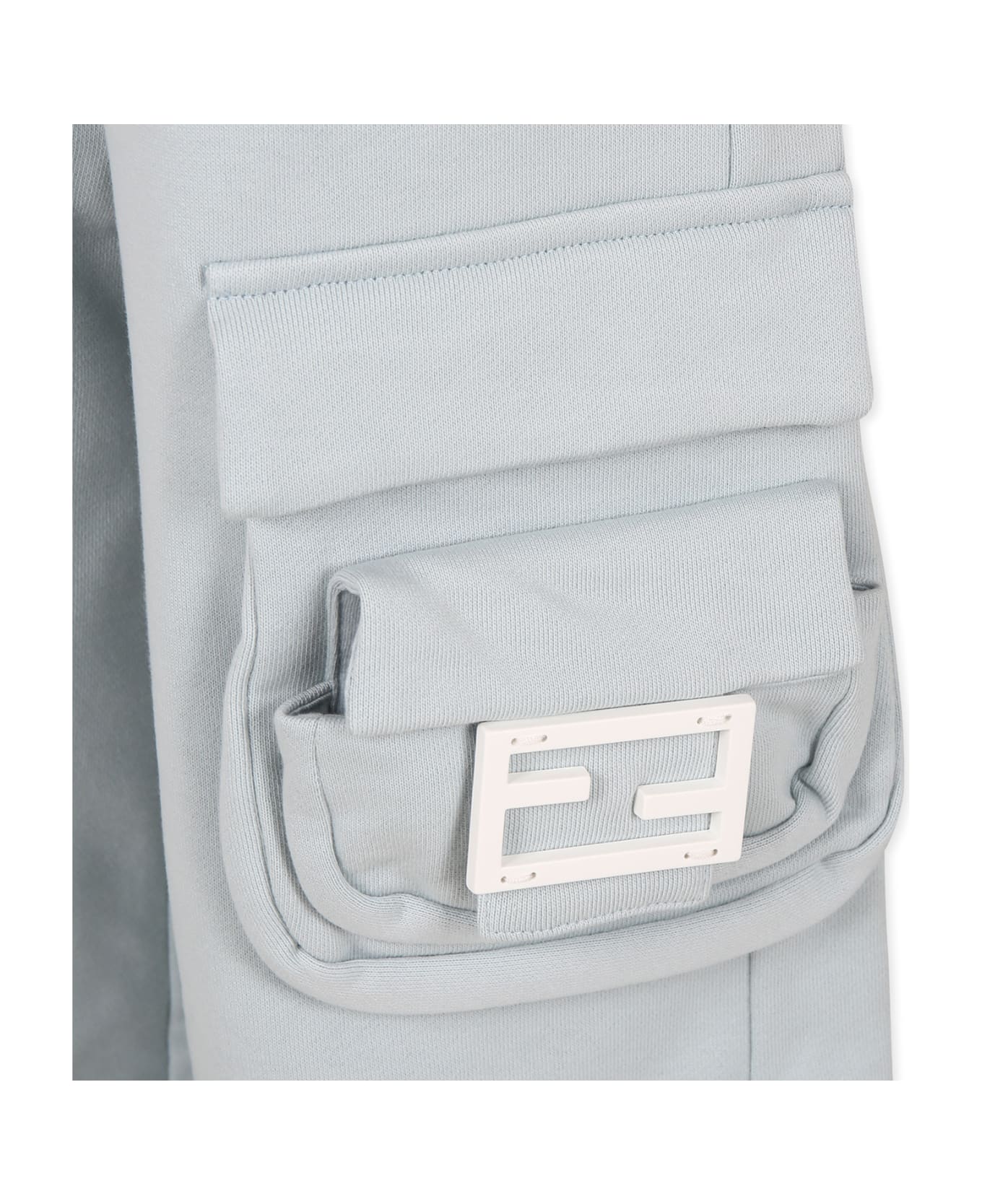 Fendi Light Blue Trousers For Kids With Ff - Light Blue