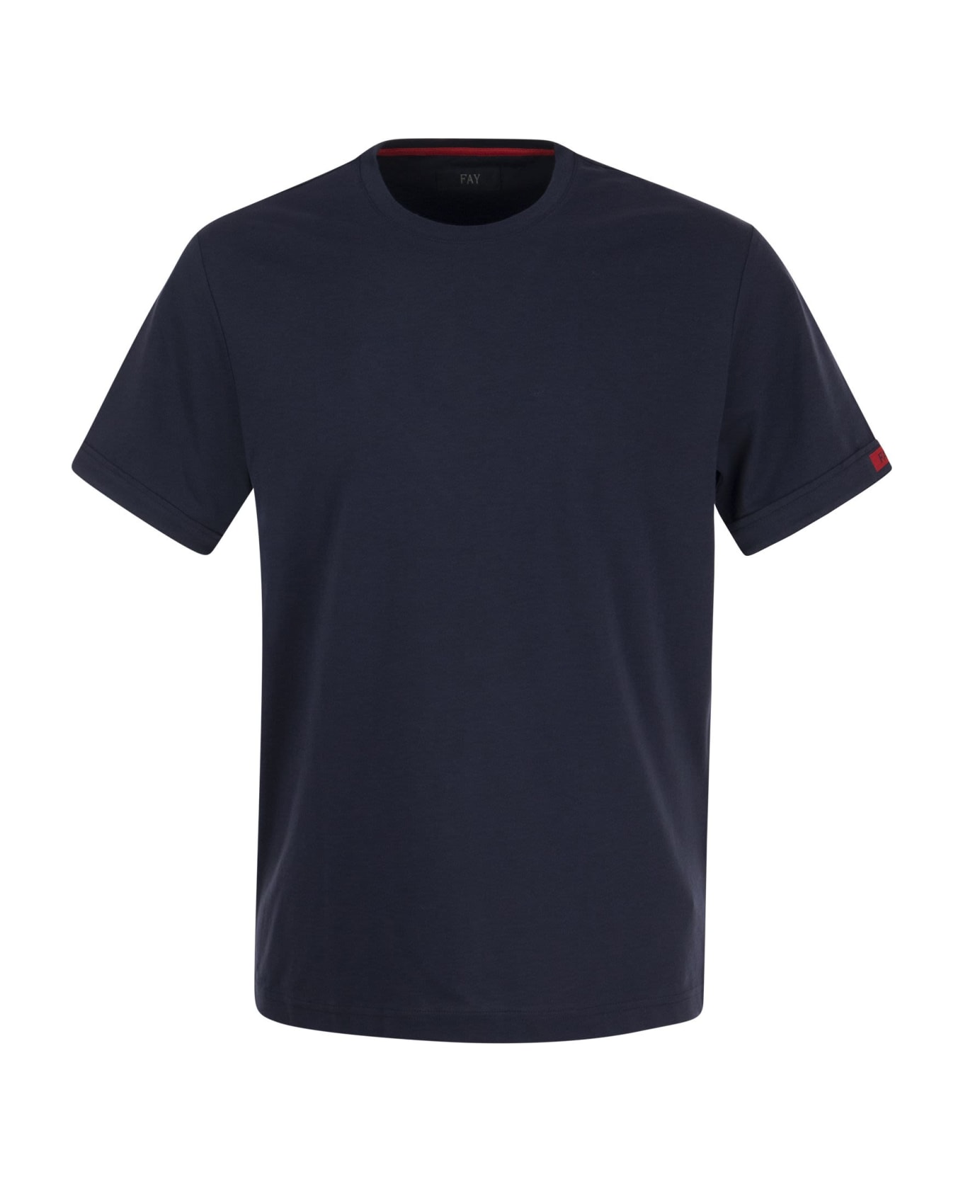 Fay Short-sleeved Crew-neck T-shirt - Dark Blue