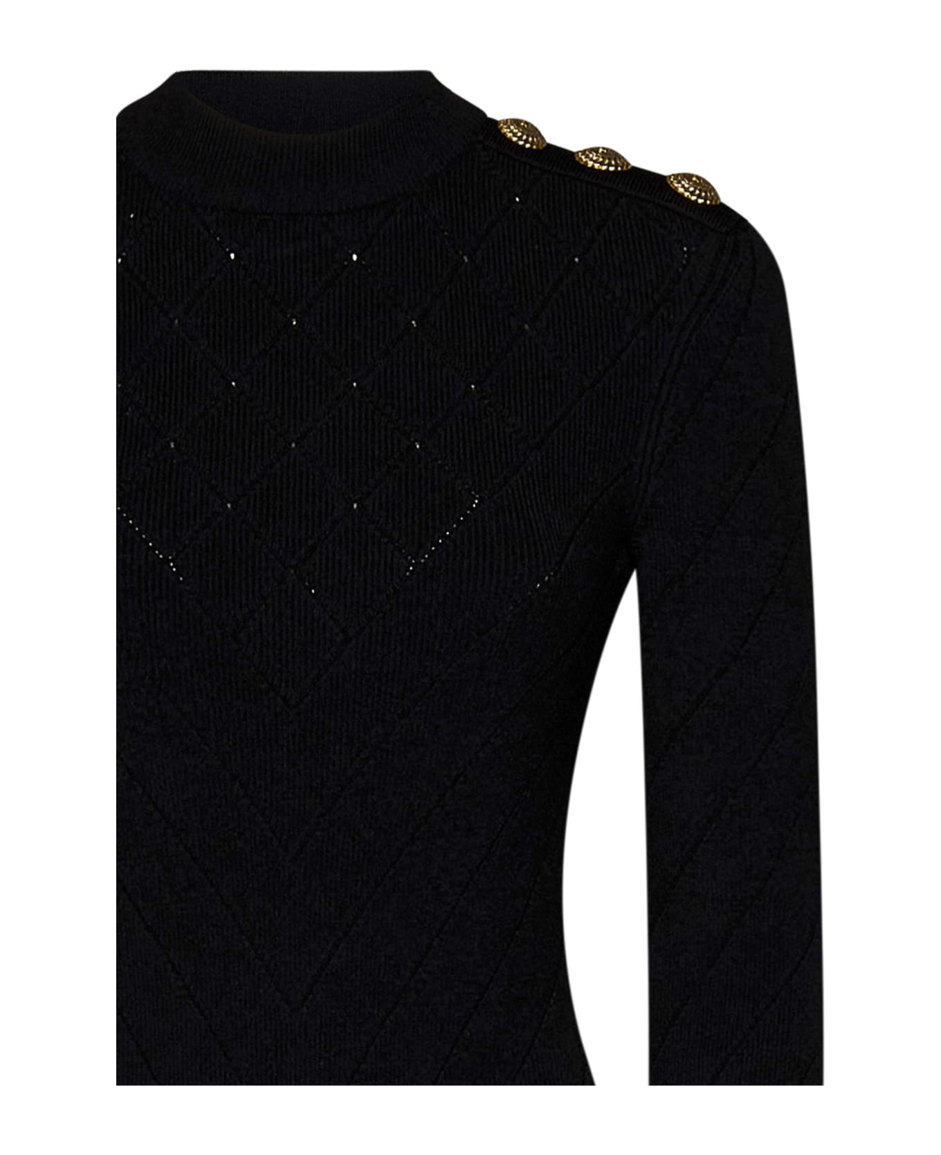 Balmain Knitted Bodysuit With Embossed Buttons - Black ボディスーツ