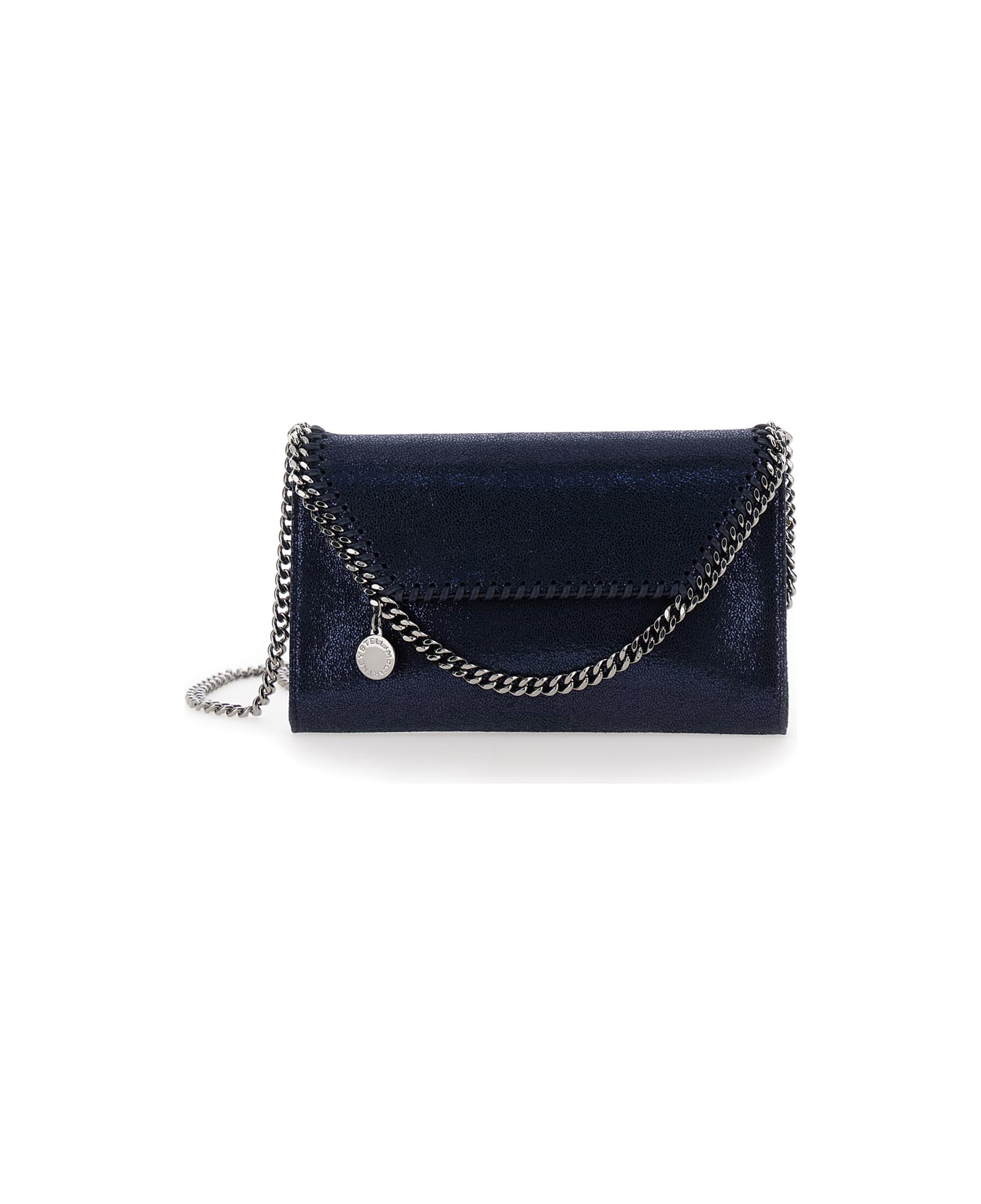 Stella McCartney 'mini Falabella' Blue Crossbody Bag With Logo Charm In Eco Leather Woman - Blu ショルダーバッグ