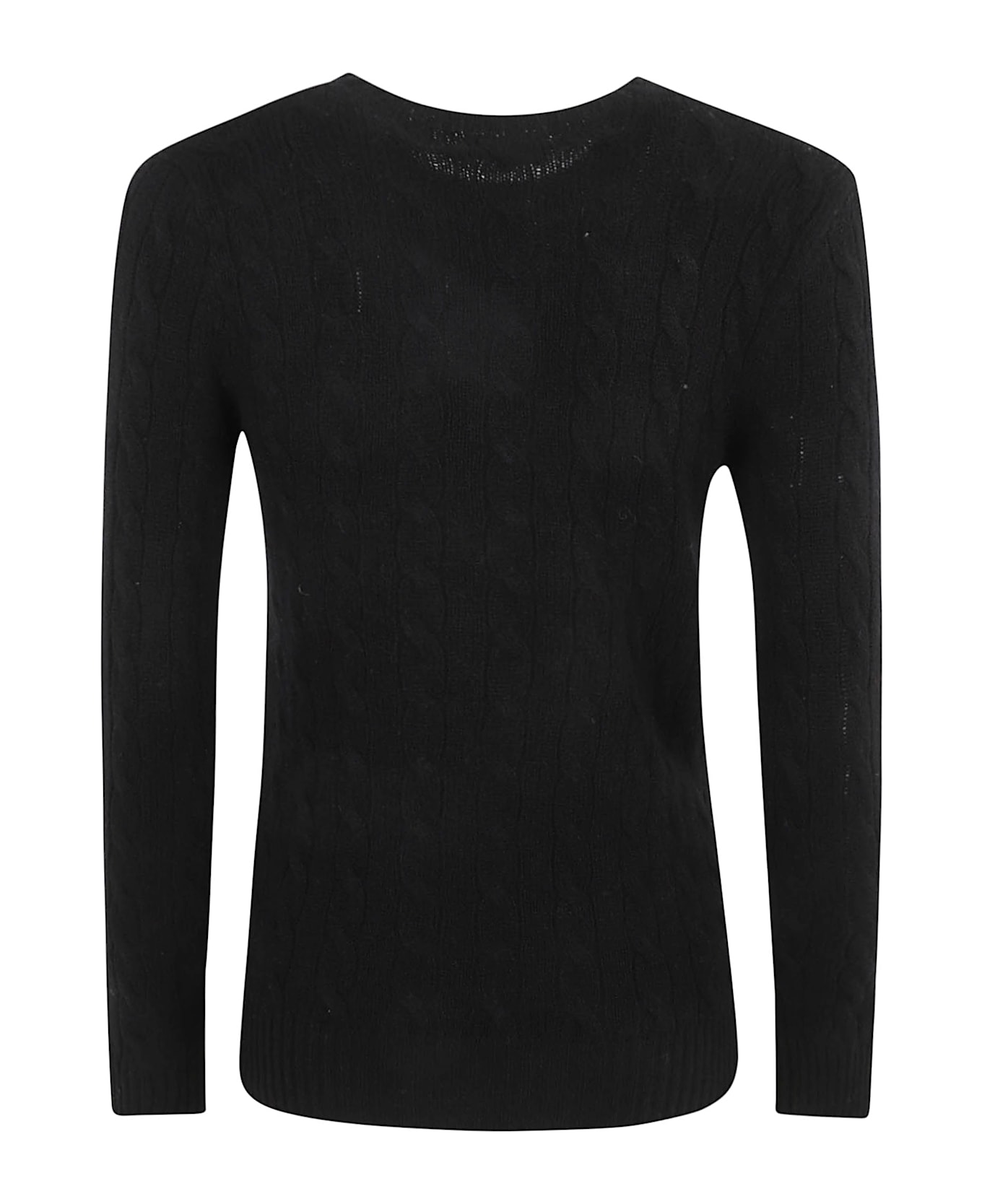 Ralph Lauren Logo Embroidered Cable Knit Sweater - Polo Black