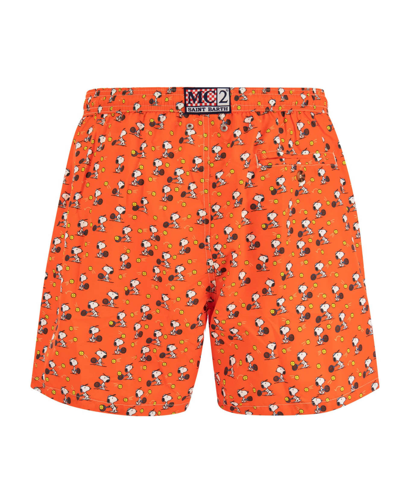 MC2 Saint Barth Lightweight Fabric Swim Boxer Shorts With Print - Orange