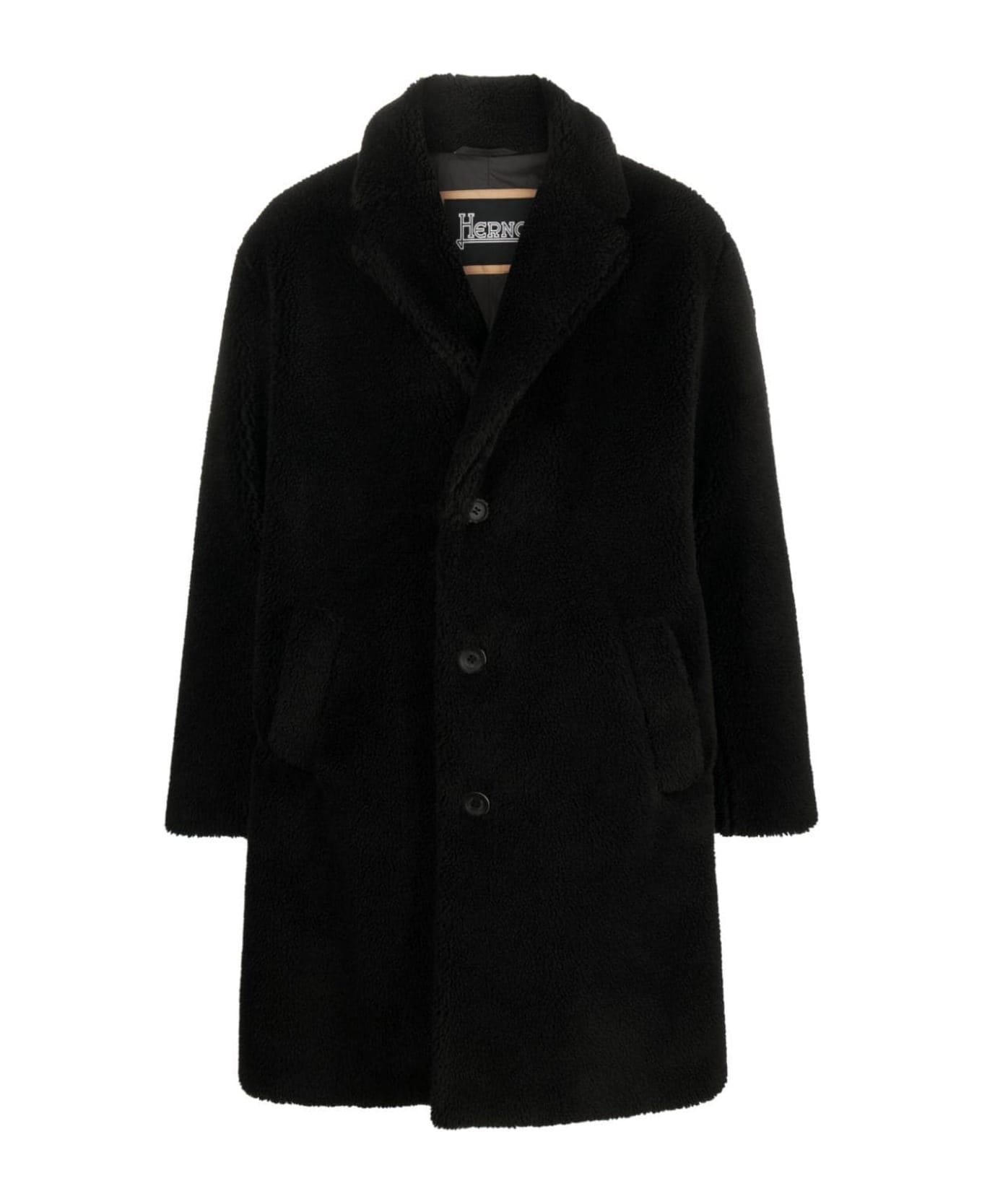 Herno Vegan Fur Coat - black コート
