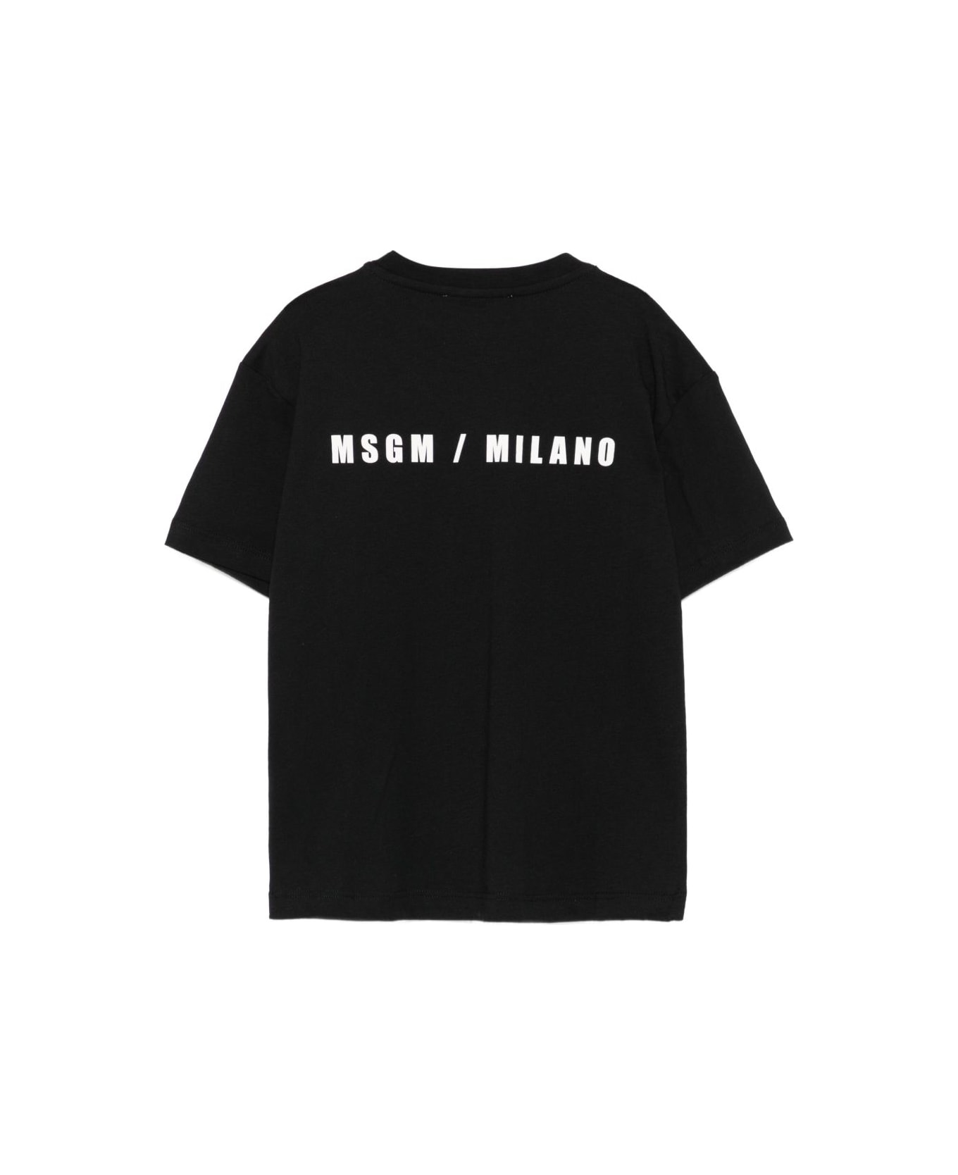 MSGM Kids Cotton T-shirt With Logo - Black