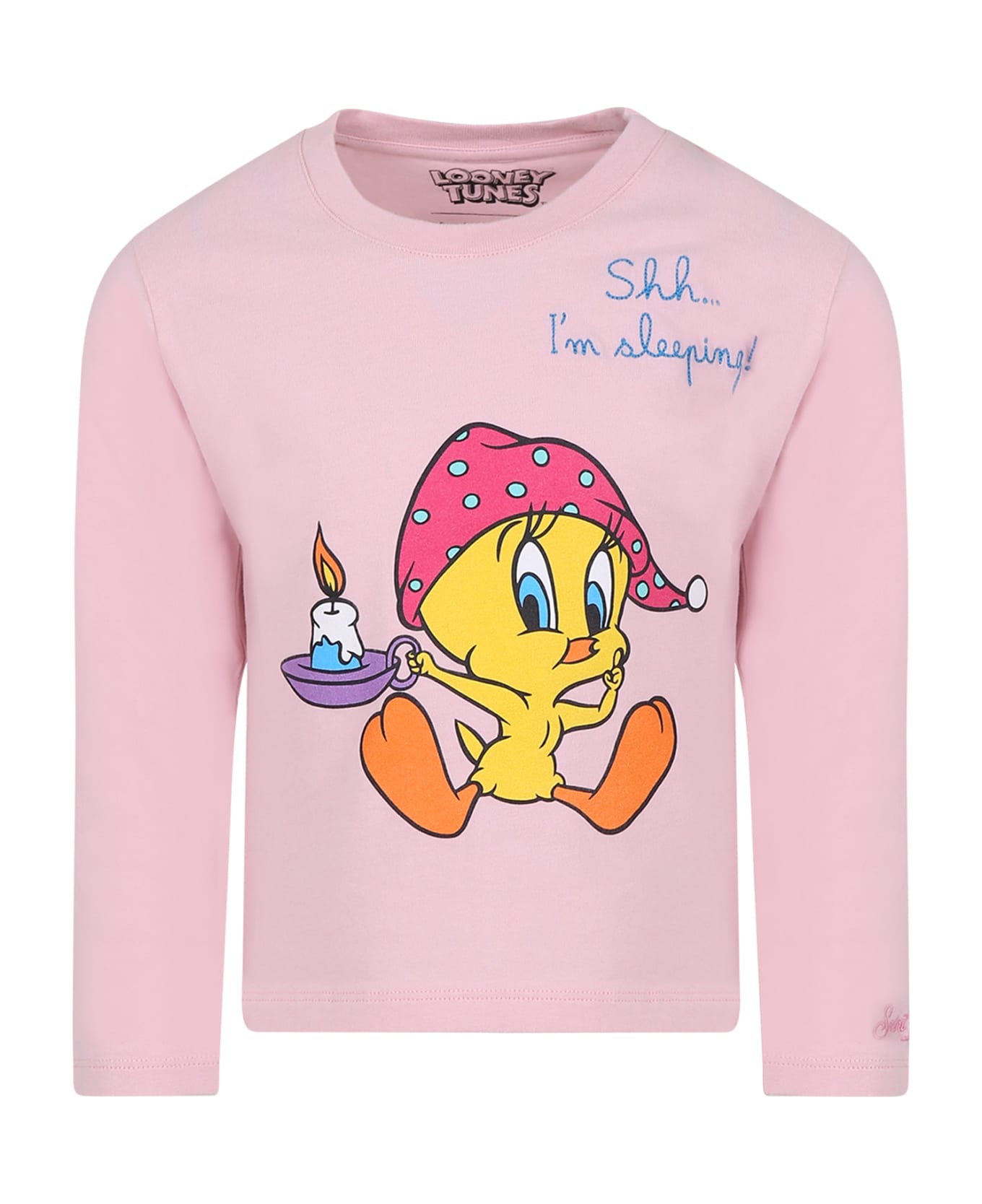 MC2 Saint Barth Pink Pajama T-shirt For Girl With Titty Print - Pink アンダーウェア
