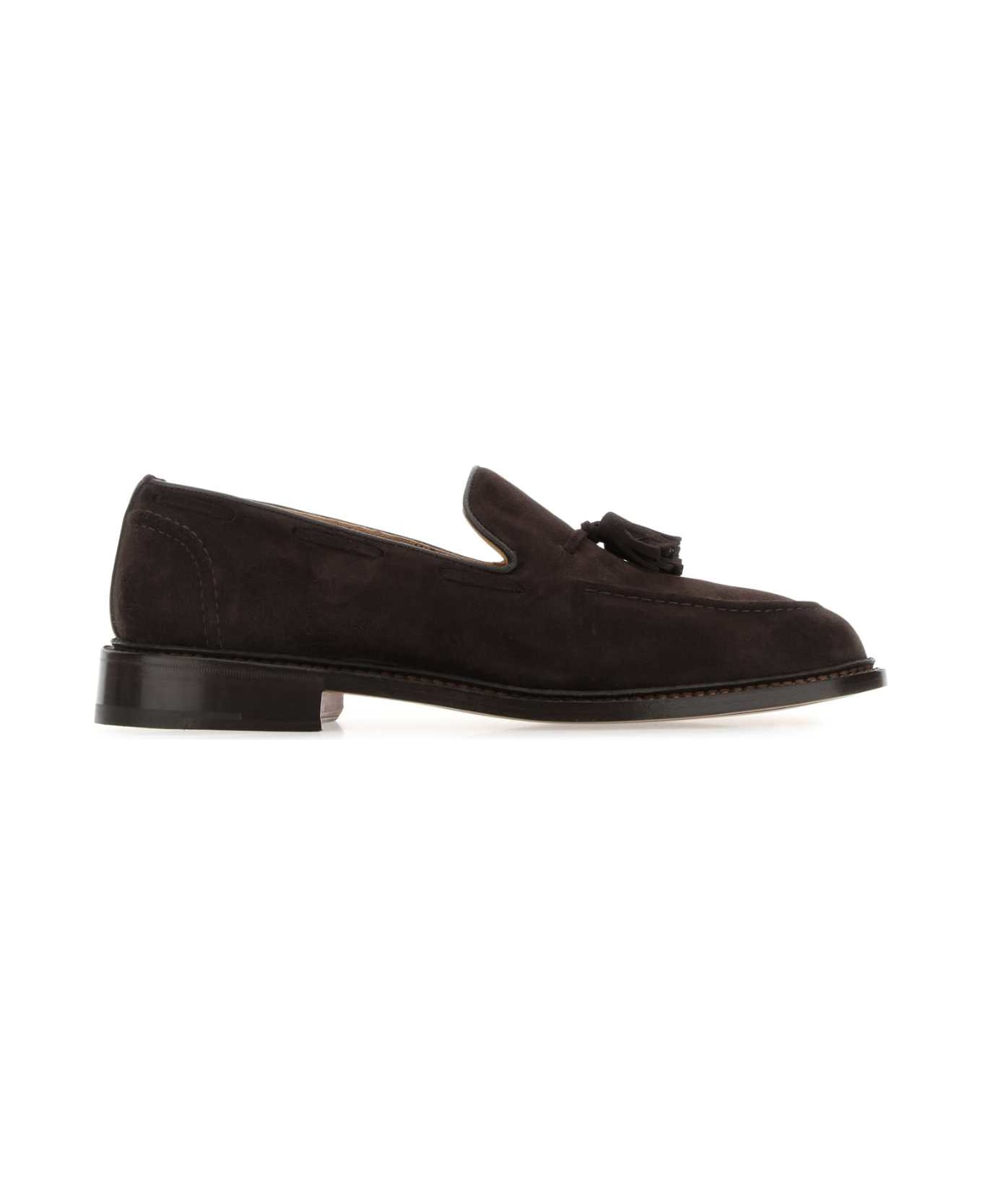 Tricker's Brown Suede Elton Loafers - COFFEE