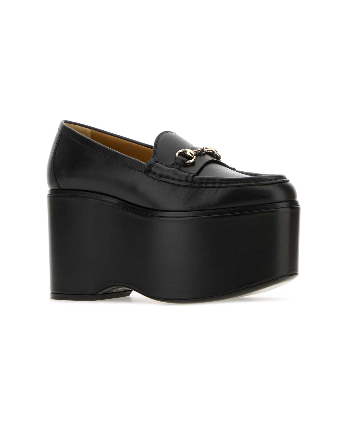 Gucci Black Leather Loafers - Black