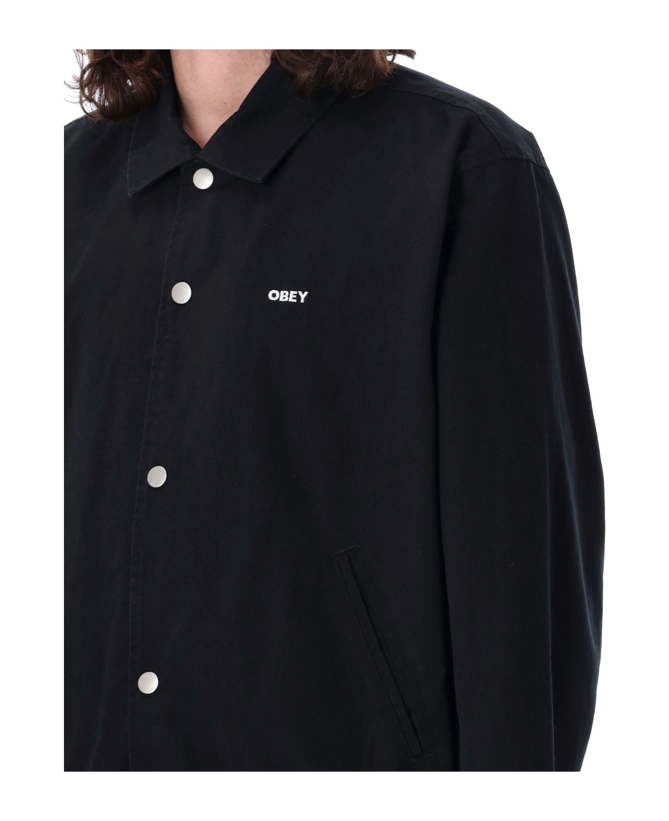 Obey Icon Face Varsity Jacket - BLACK