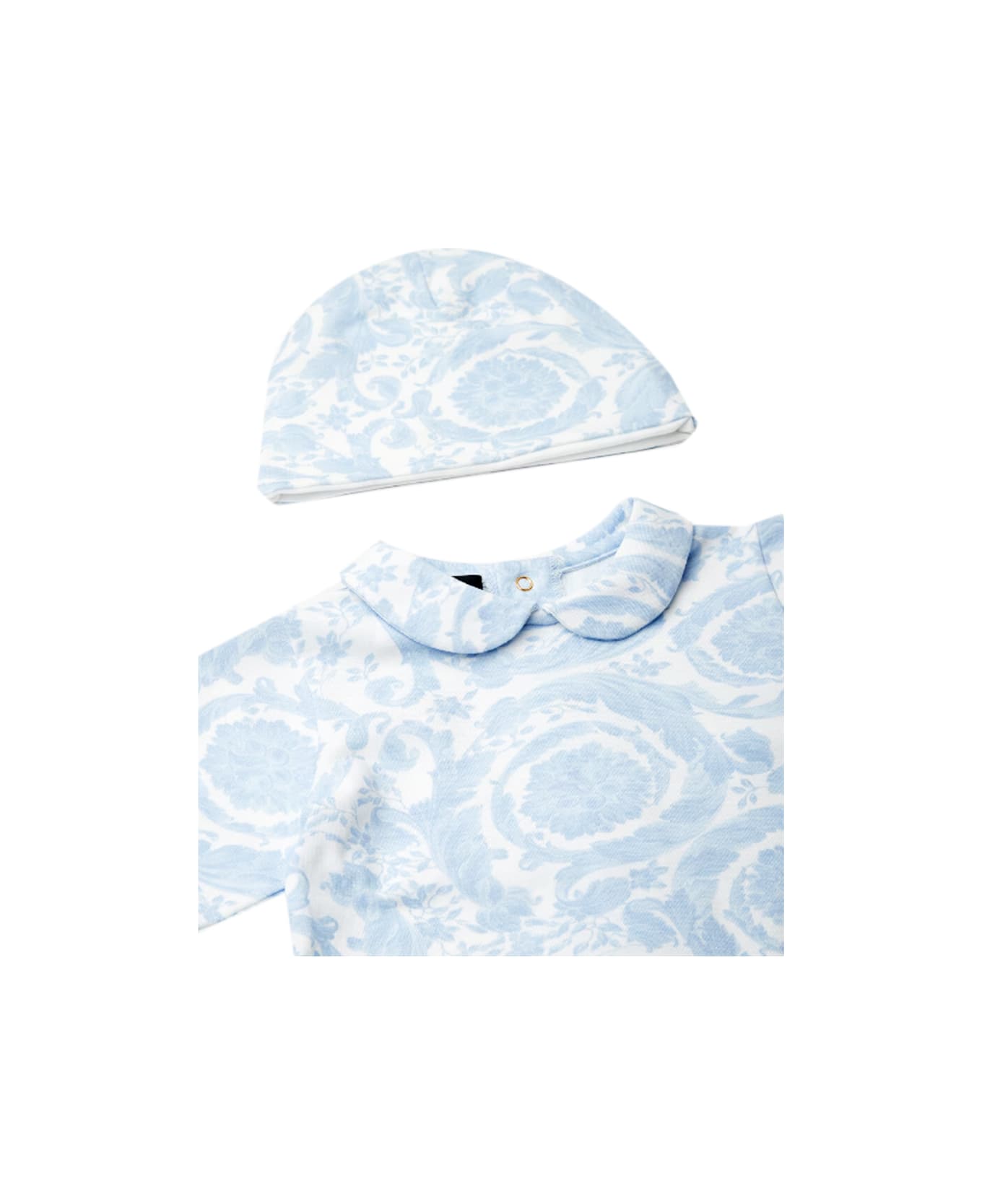 Versace Onesie And Hat - Light blue