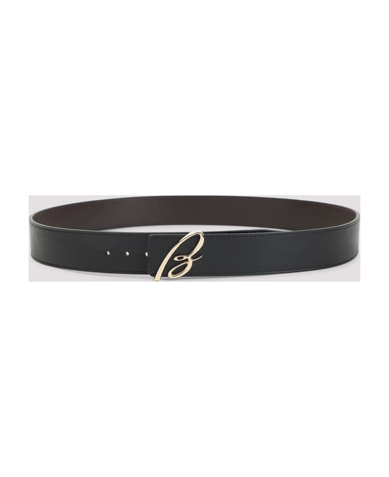 Brioni B Logo Reversible Leather Belt - Black Coffee
