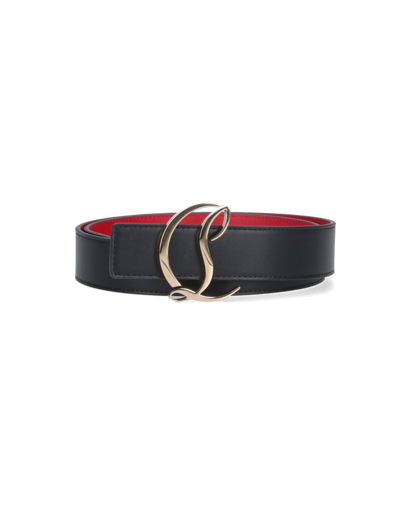 Christian Louboutin 
cl
 Logo Belt - BLACK/GOLD