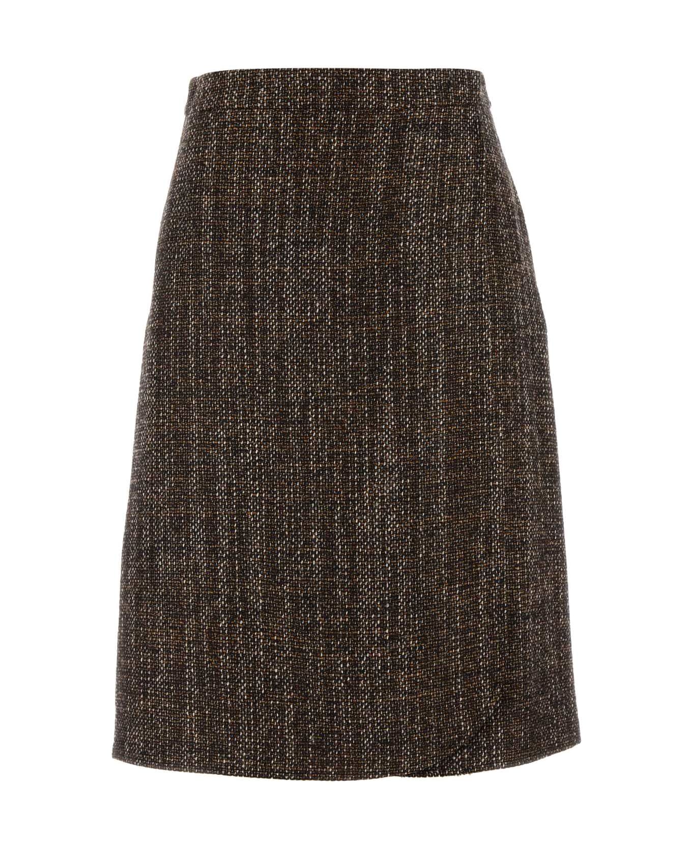 Fendi Multicolor Tweed Skirt - RUST-25