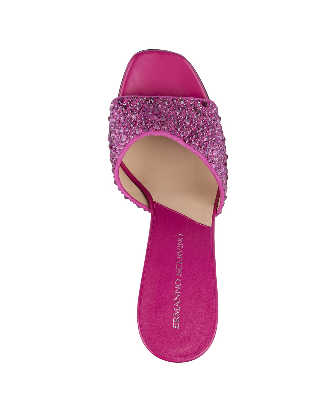 Ermanno Scervino Fuchsia Mules With Crystals - Pink