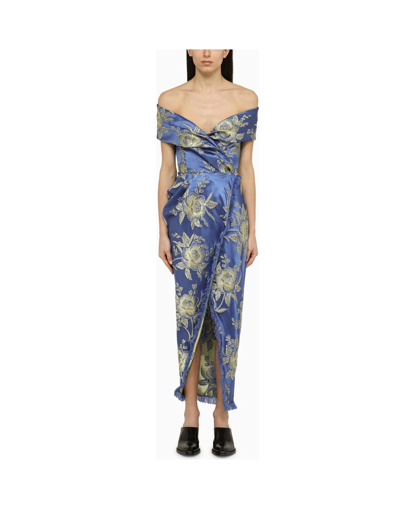Etro Silk-blend Cocktail Dress With Draping - Blue