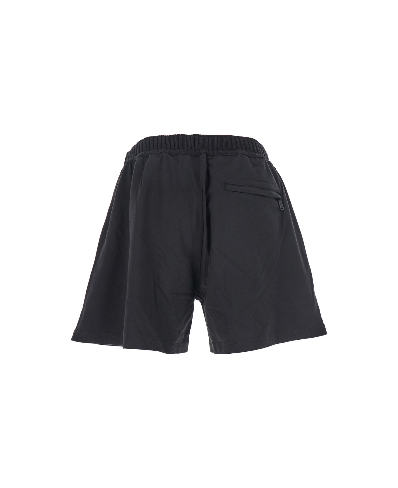 Dsquared2 Black Bermuda With Elastic Waist And Drawstring And Logo On The Front In Cotton Man - Black