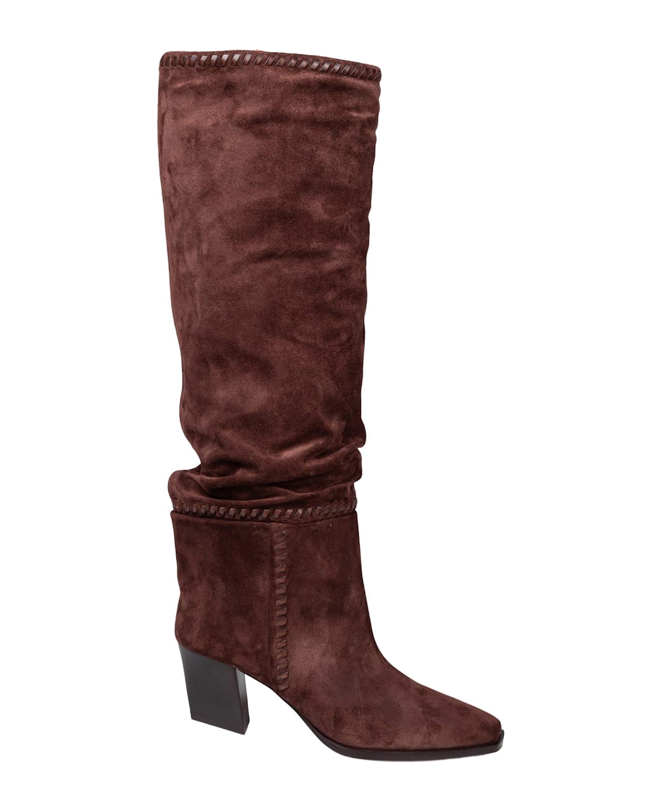 Jimmy Choo Hart Stitch Knee Boot 60 In Chocolate Suede - Brown