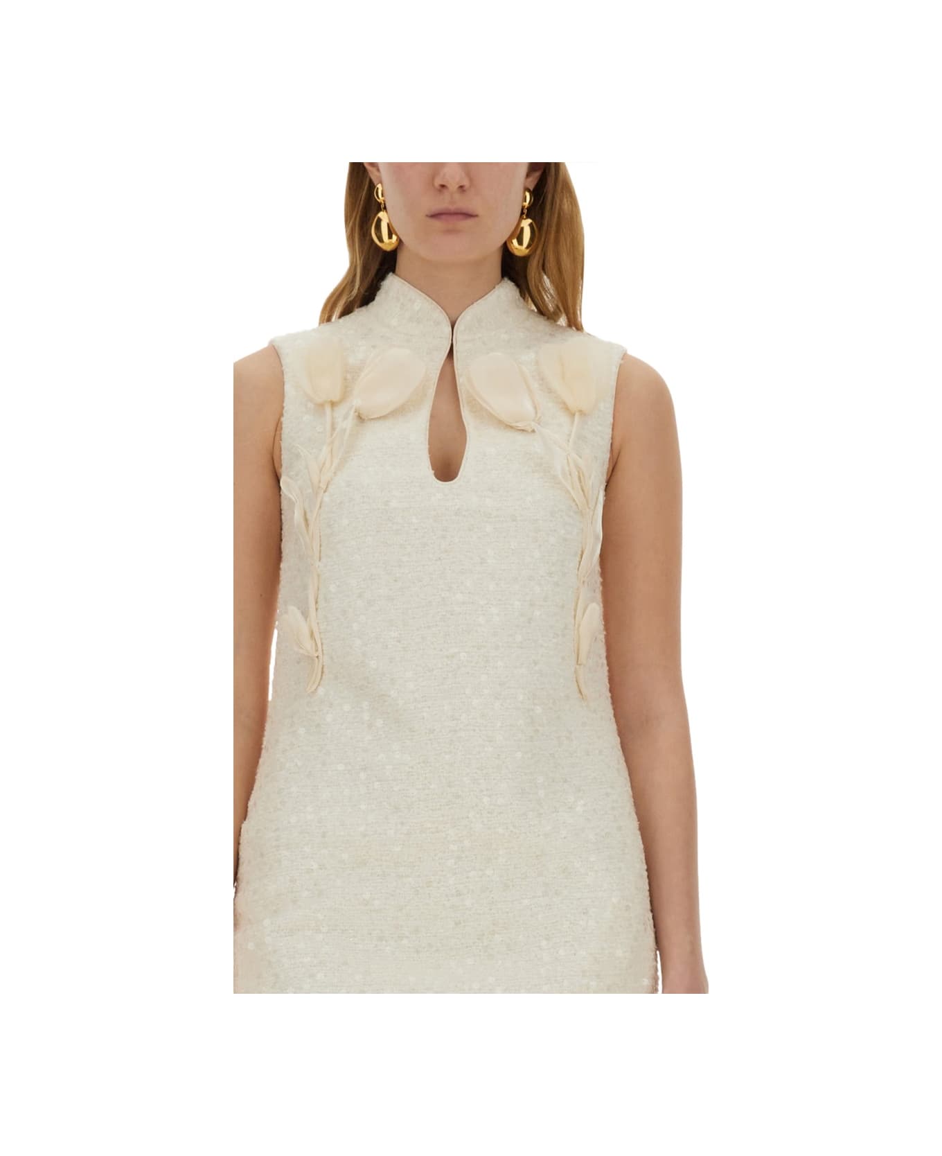 self-portrait Mini Dress With Floral Pattern - IVORY