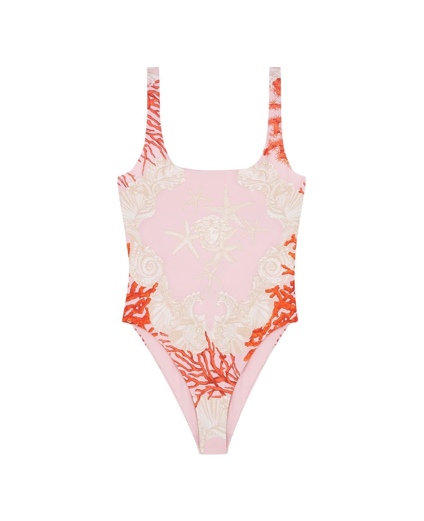 Versace Swim One-piece Corals Print - Dusty Rose Coral Bone