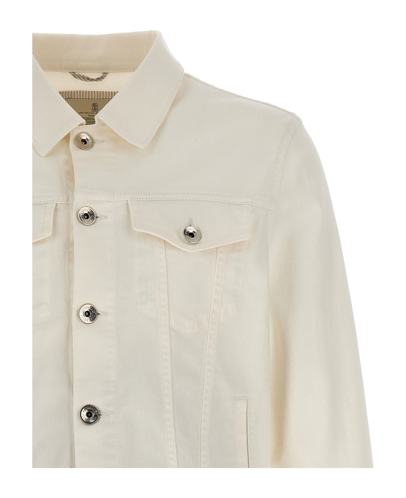 Brunello Cucinelli Buttoned Slim-fit Denim Jacket - White
