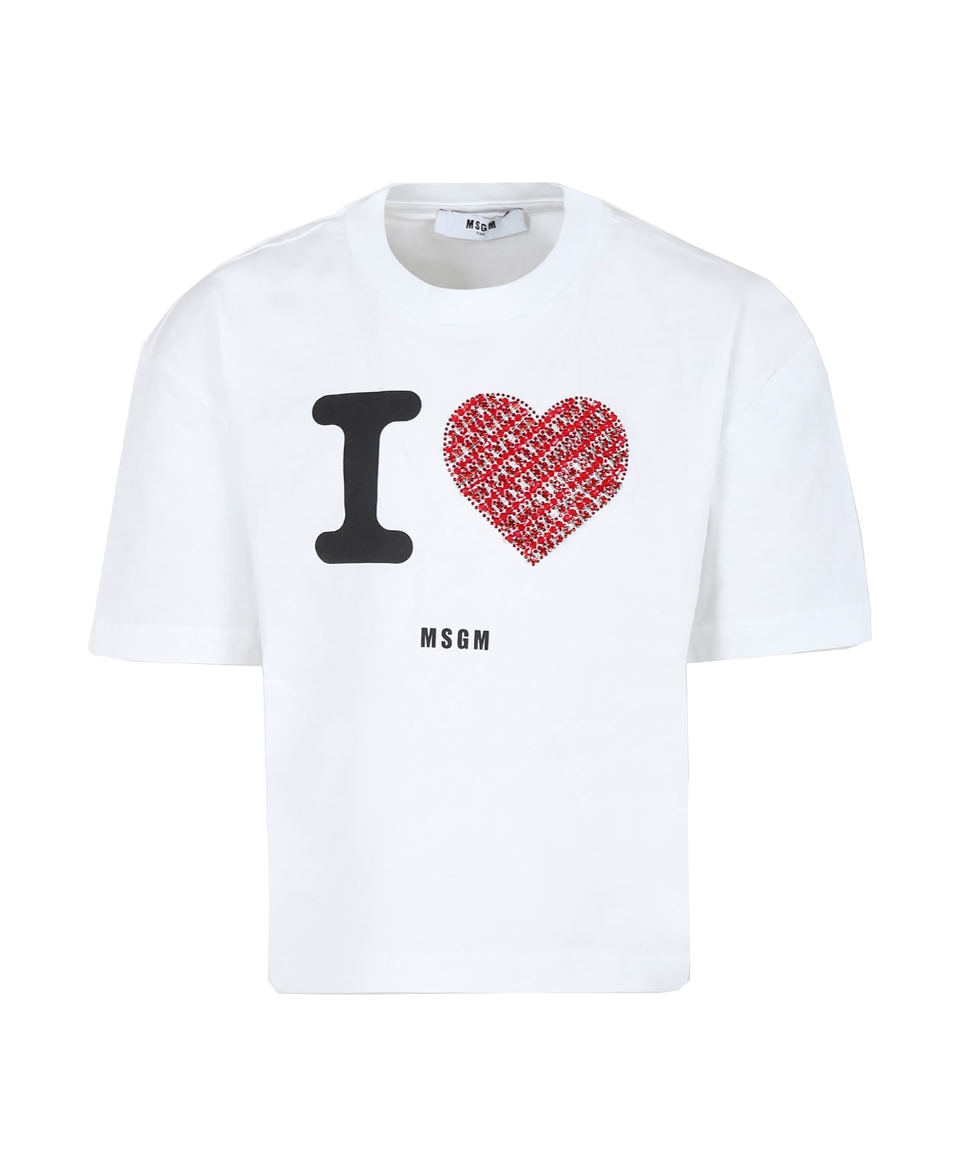 MSGM White T-shirt For Girl With Logo - Bianco