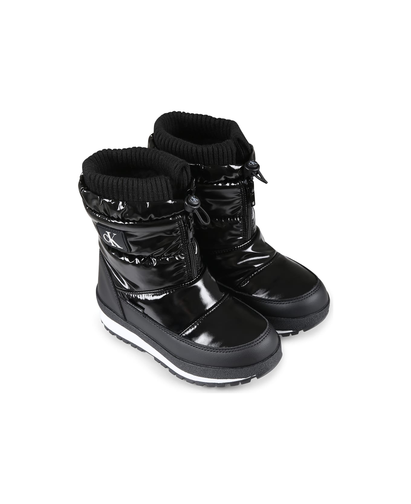 Calvin Klein Black Snow Boots For Kids With Logo - Black