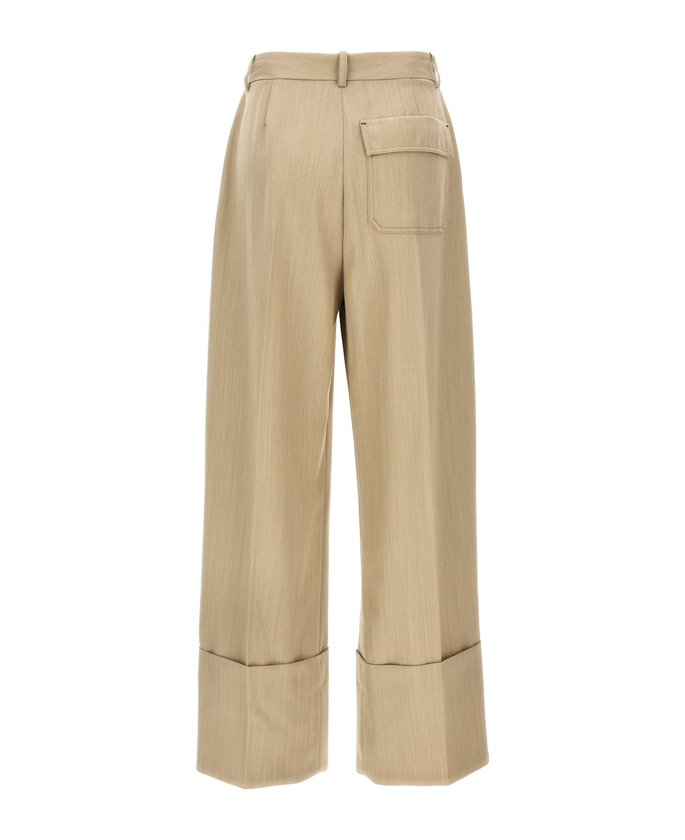 Victoria Beckham Maxi Turn-up Pants - Beige