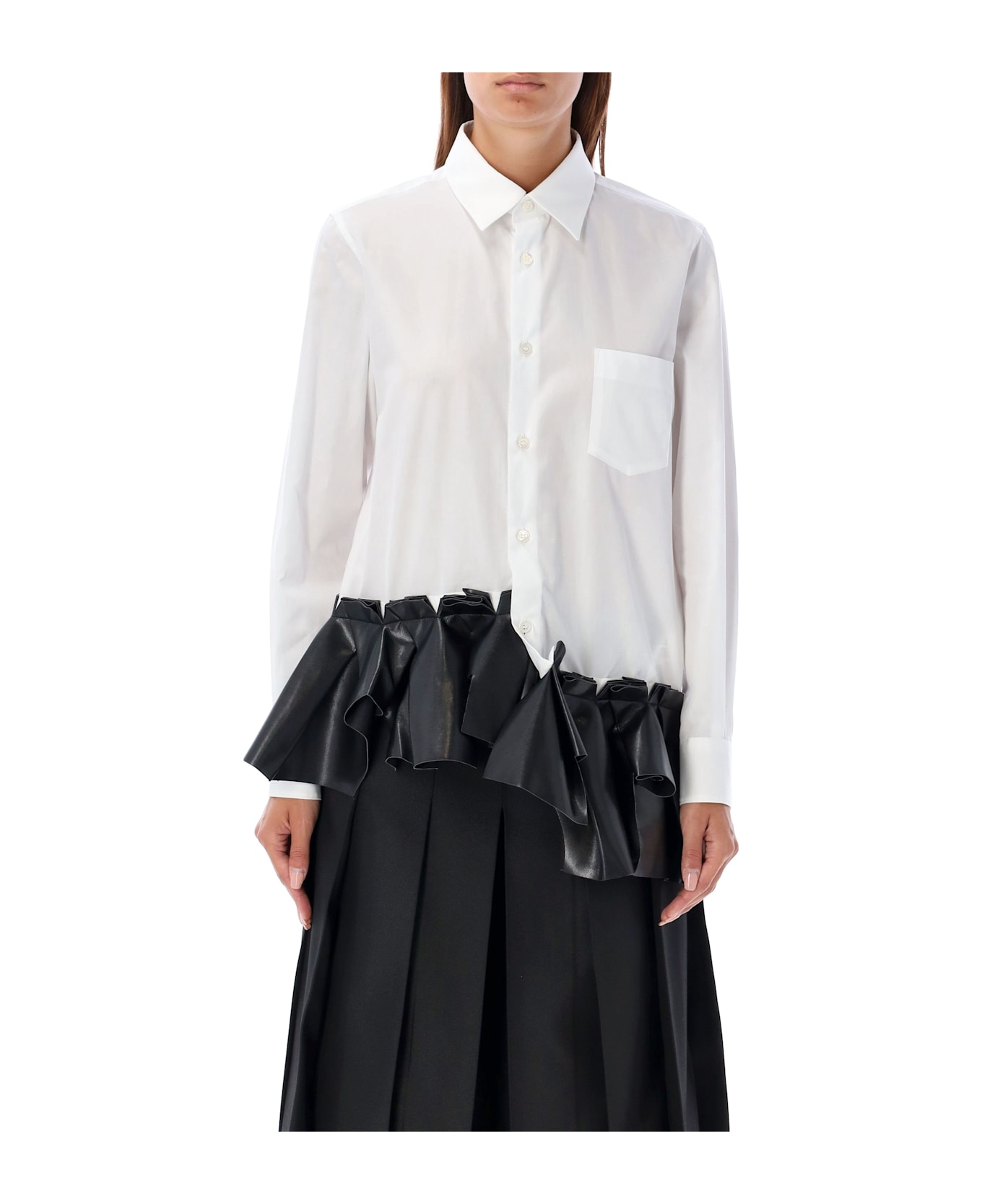 Comme des Garçons Ruffled Popeline Shirt - WHITE X BLACK