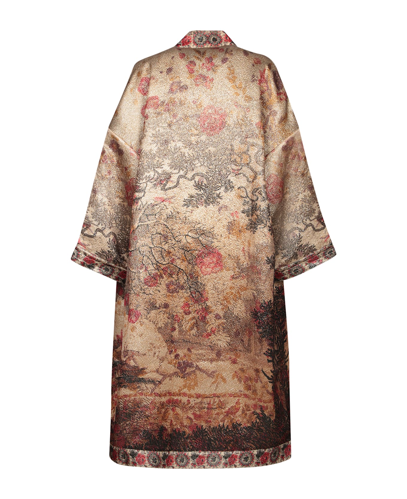 Pierre-Louis Mascia Beige-red Damask Kimono - Beige