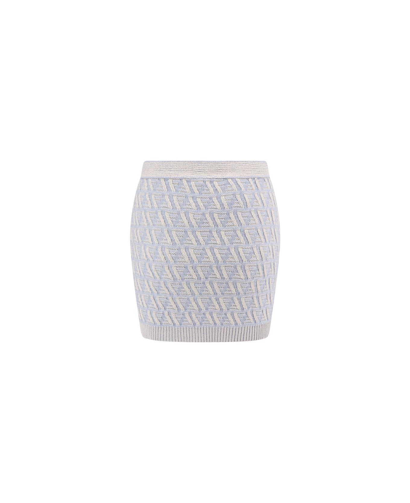 Fendi Embroidered Silk Blend Mini Skirt - Blue