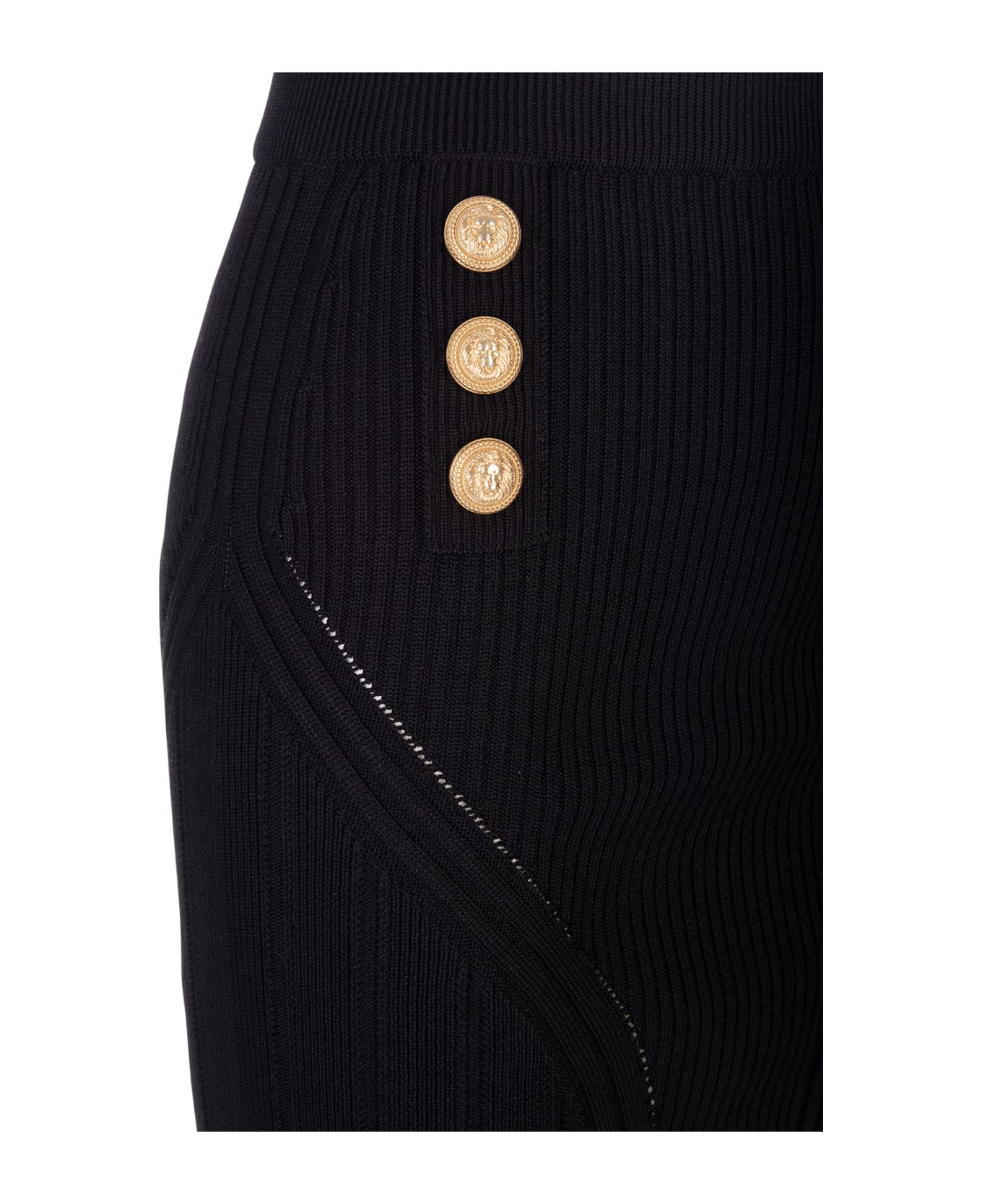 Balmain Black Ribbed Viscose Blend Mini Skirt - Nero