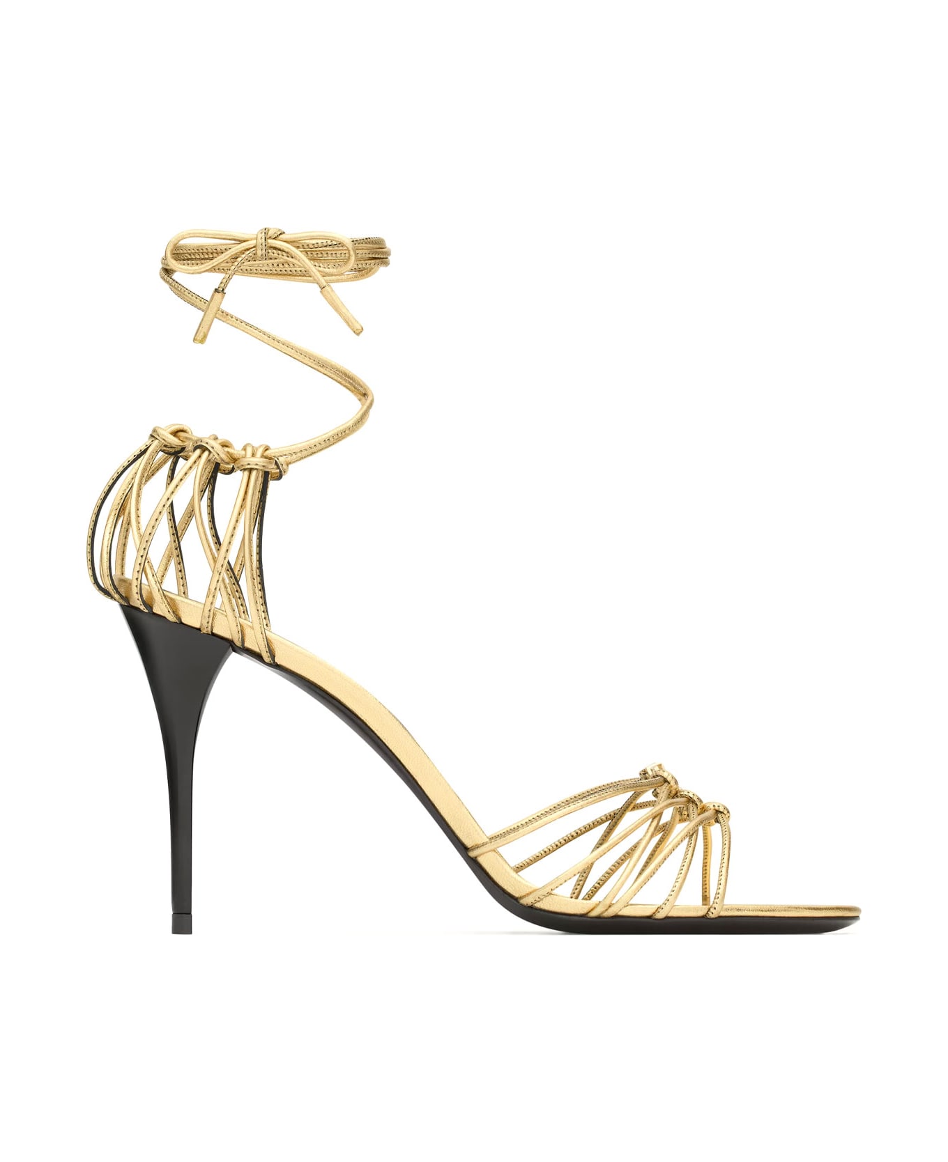 Saint Laurent Babylone 90 Leather Sandals - Golden