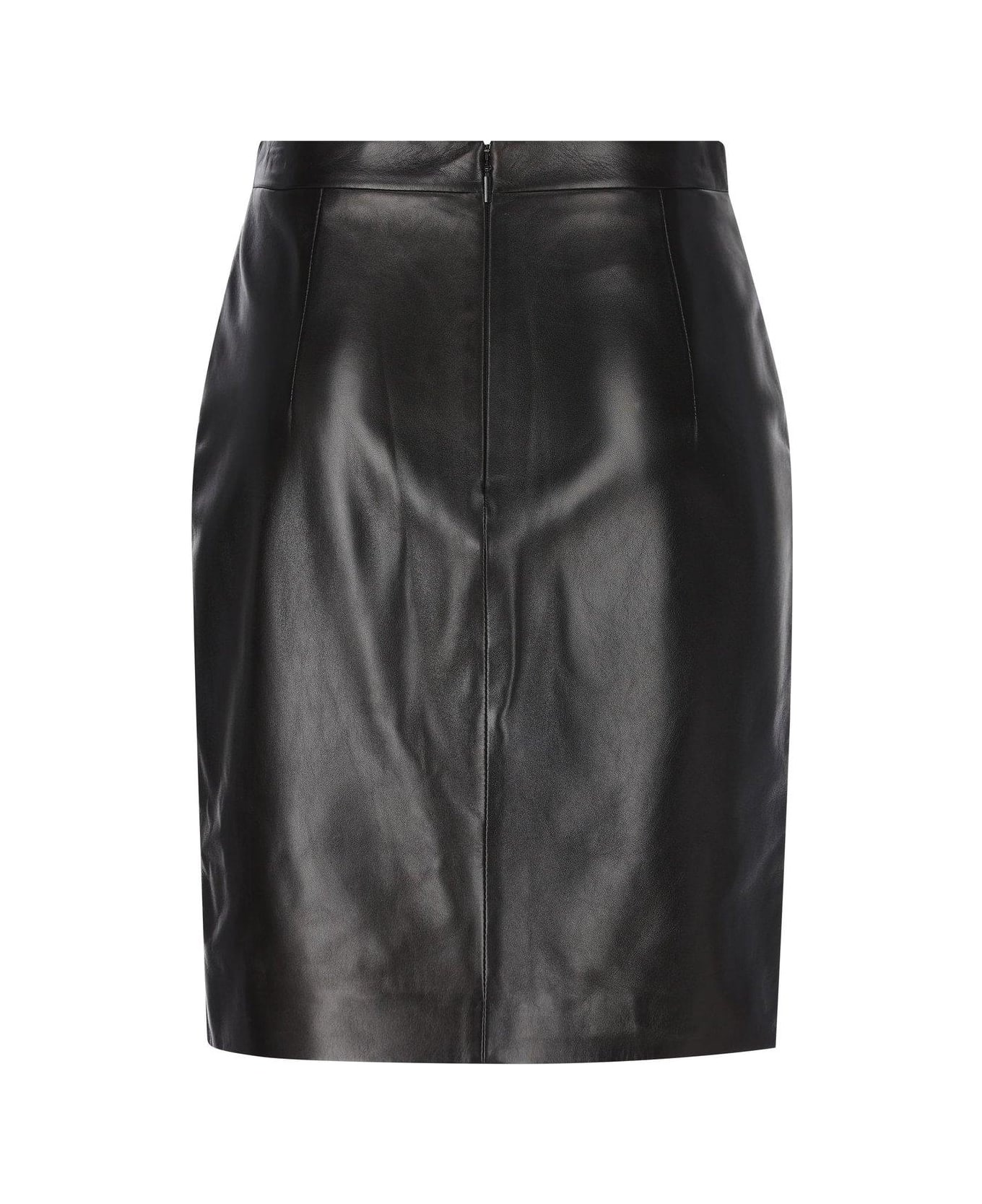 Saint Laurent Zip Detailed Pencil Skirt - Black