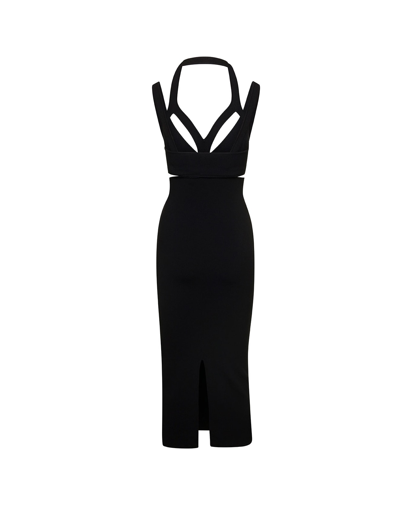 Dion Lee 'interlink' Midi Black Dress With Cut-out Detail In Viscose Blend Woman - Black ワンピース＆ドレス