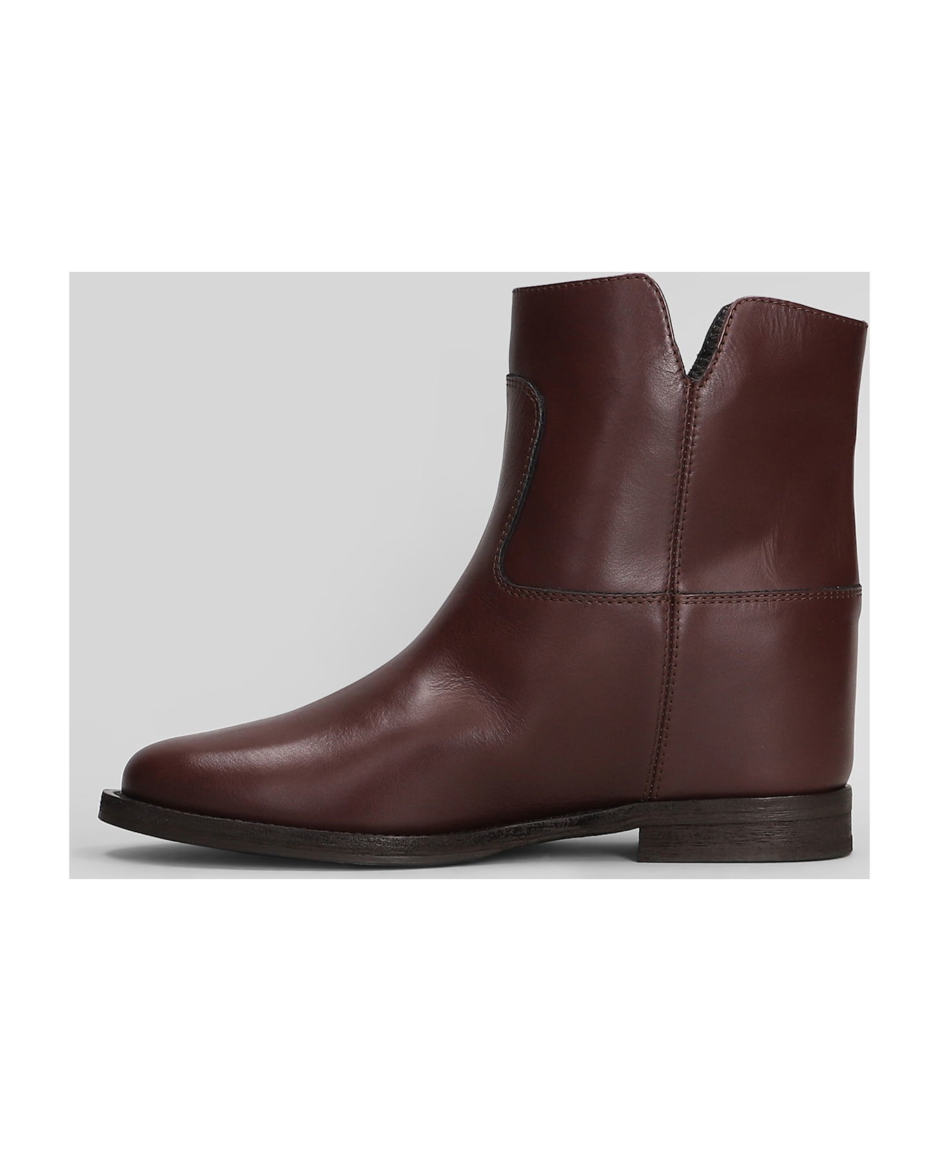 Via Roma 15 Ankle Boots Inside Wedge In Bordeaux Leather - bordeaux