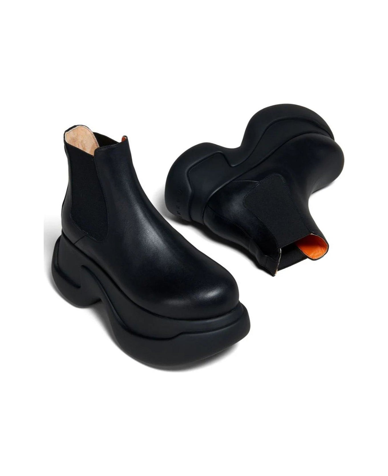 Marni Round-toe Slip-on Ankle Boots - Nero