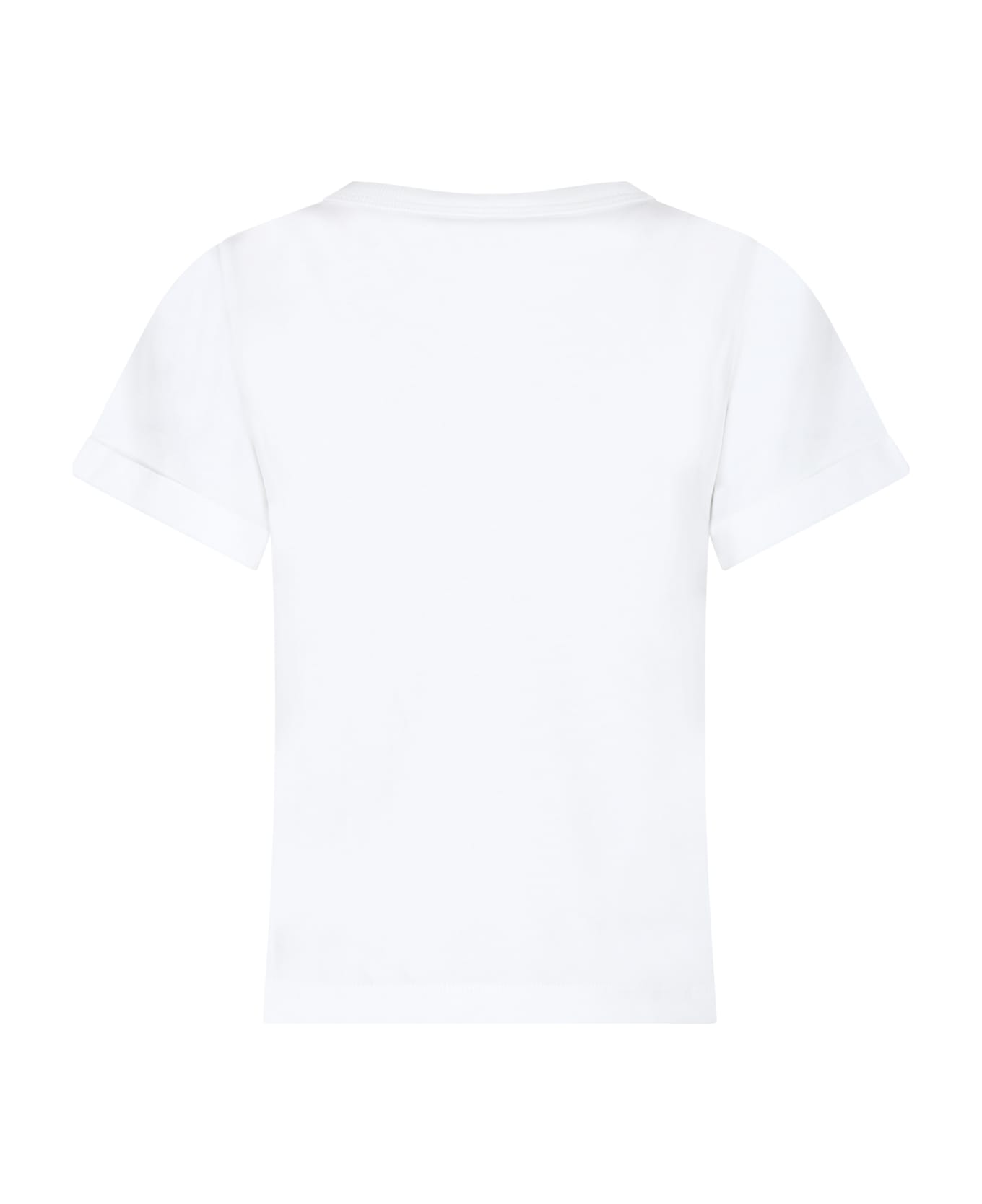 Stella McCartney Kids Ivory T-shirt For Girl With Flower Print And Writing - Ivory