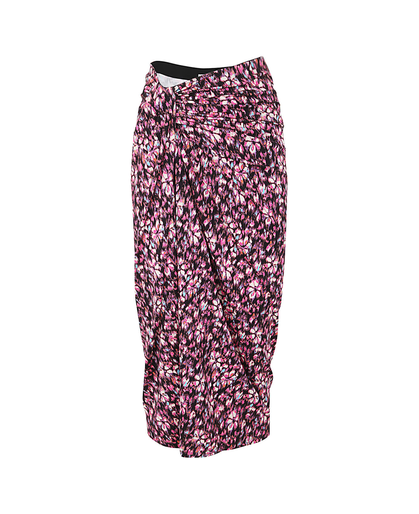 Marant Étoile Floral-printed Twist-detailed Crepe Skirt - Mipk Midnight Pink