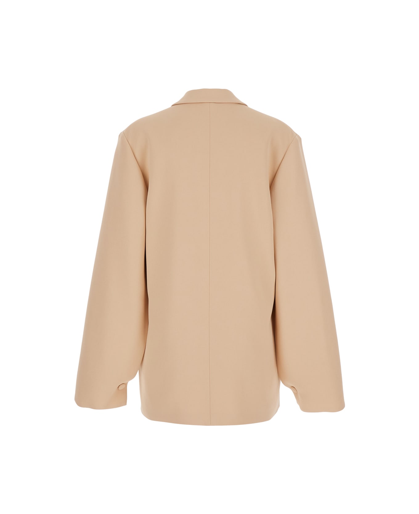 Alberta Ferretti Beige Single-breasted Jacket With Classic Lapels In Fabric Woman - Beige
