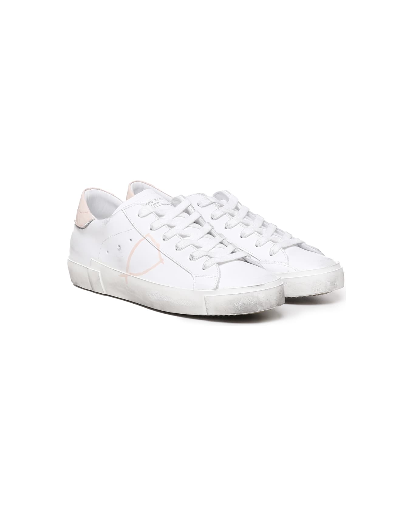 Philippe Model Prsx Casual Leather Sneaker - White, pink