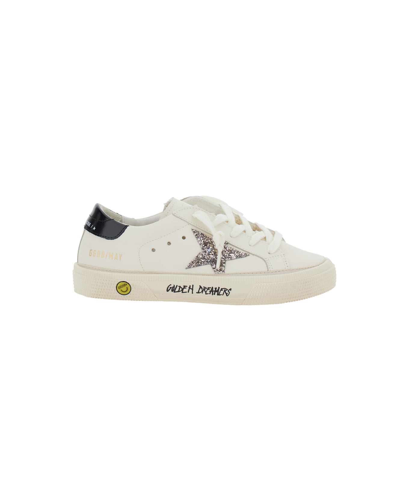 Golden Goose May Leather Upper Toe And Heel Glitter Star Signature Foxing - Include Codice Che Inizia Con Gyf - White