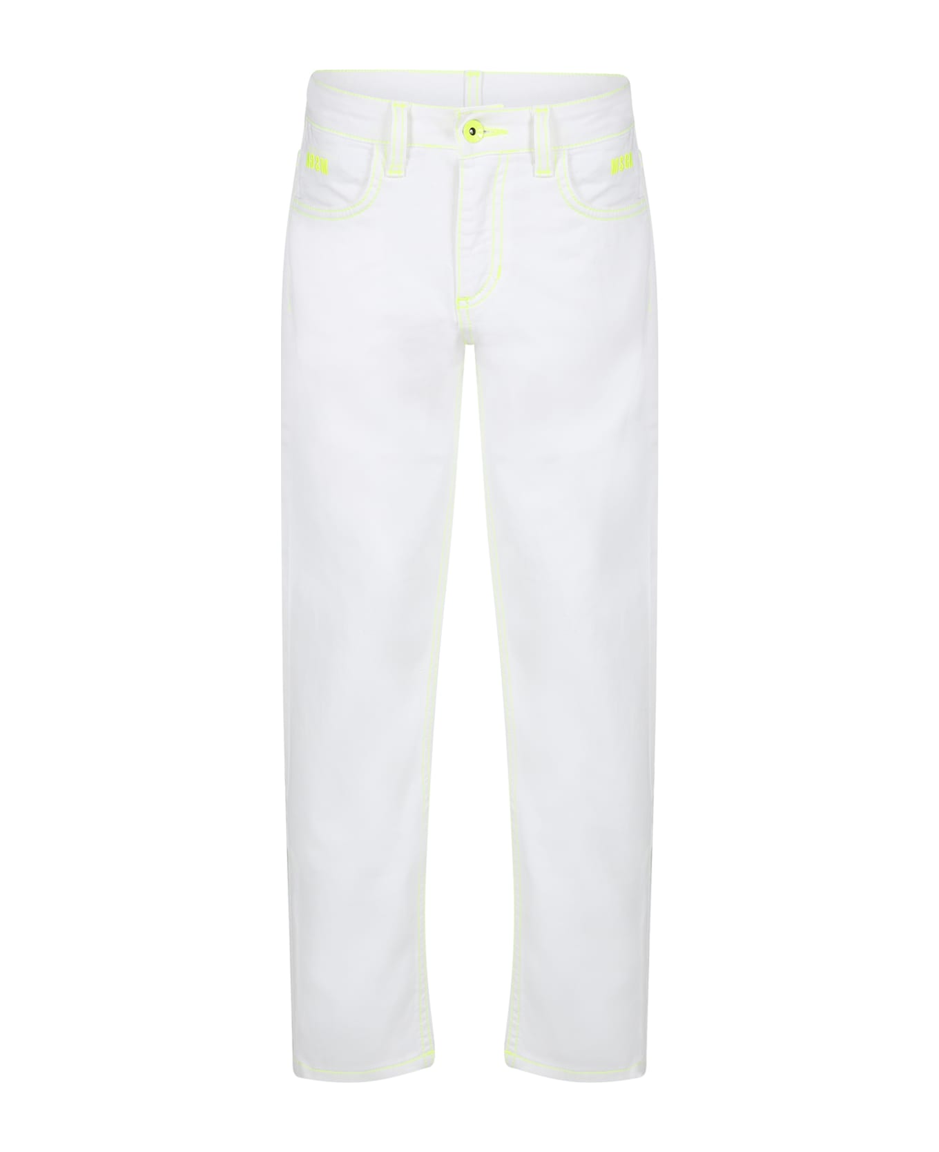 MSGM White Jeans For Boy With Logo - White