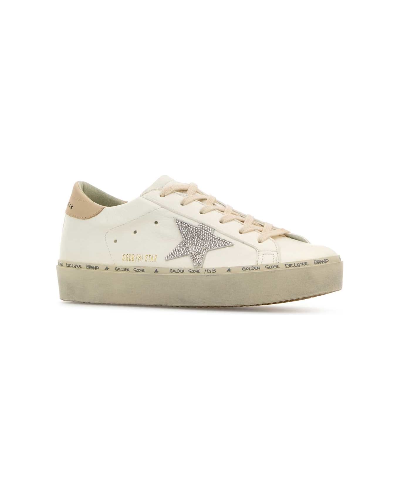 Golden Goose White Leather Hi Star Sneakers - WHITECRYSTALSMOKEGREY