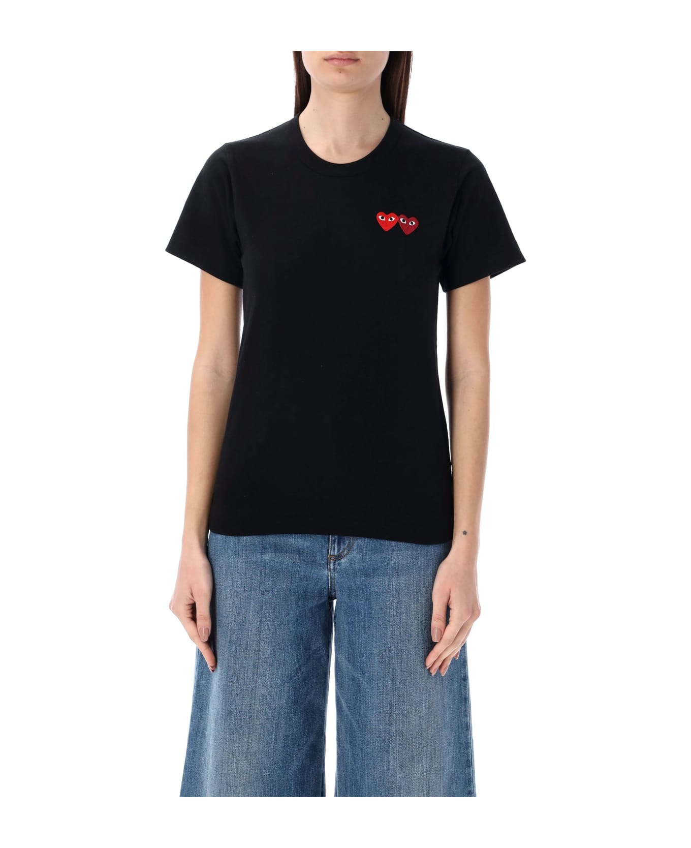 Comme des Garçons Play Double Heart T-shirt - BLACK