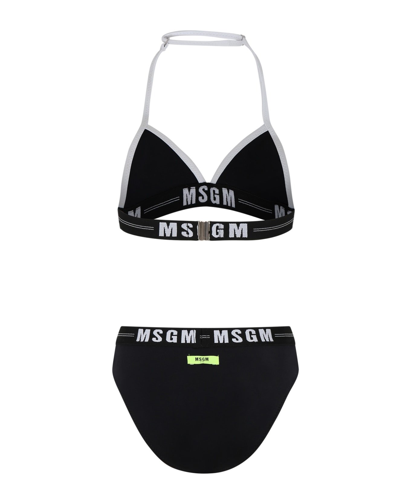MSGM Black Bikini For Girl With Logo - Black