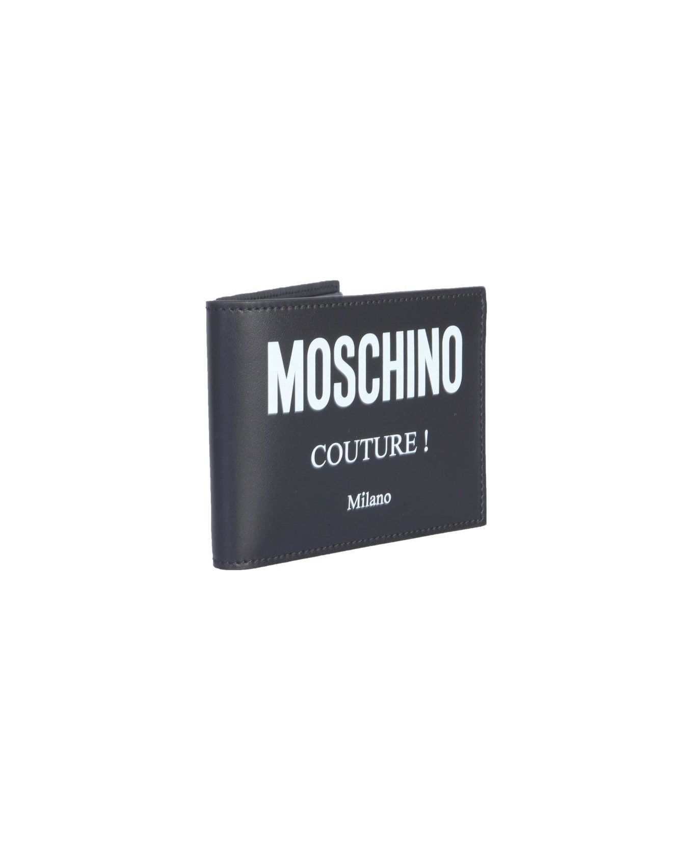 Moschino Couture Logo Printed Bifold Wallet - Nero