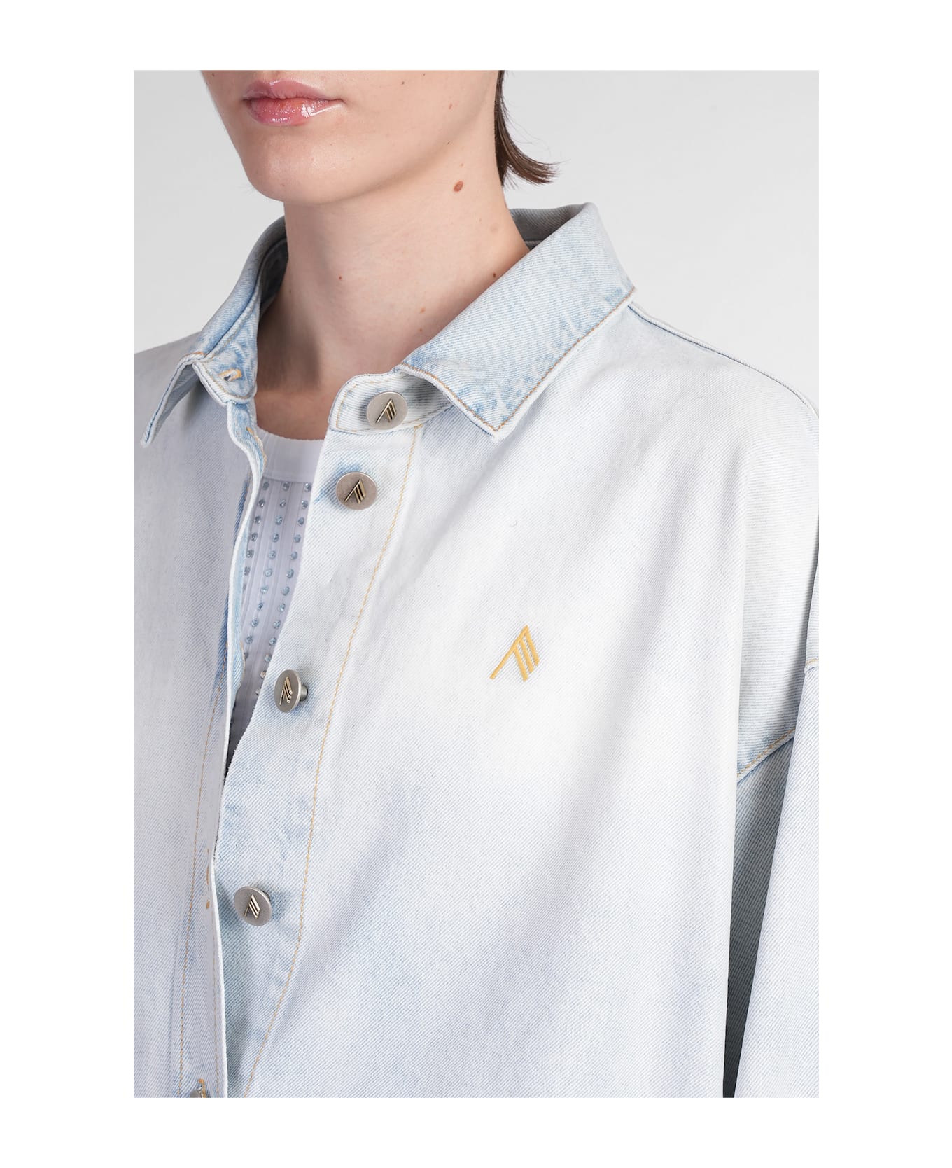 The Attico Denim Jackets In Cyan Cotton - cyan