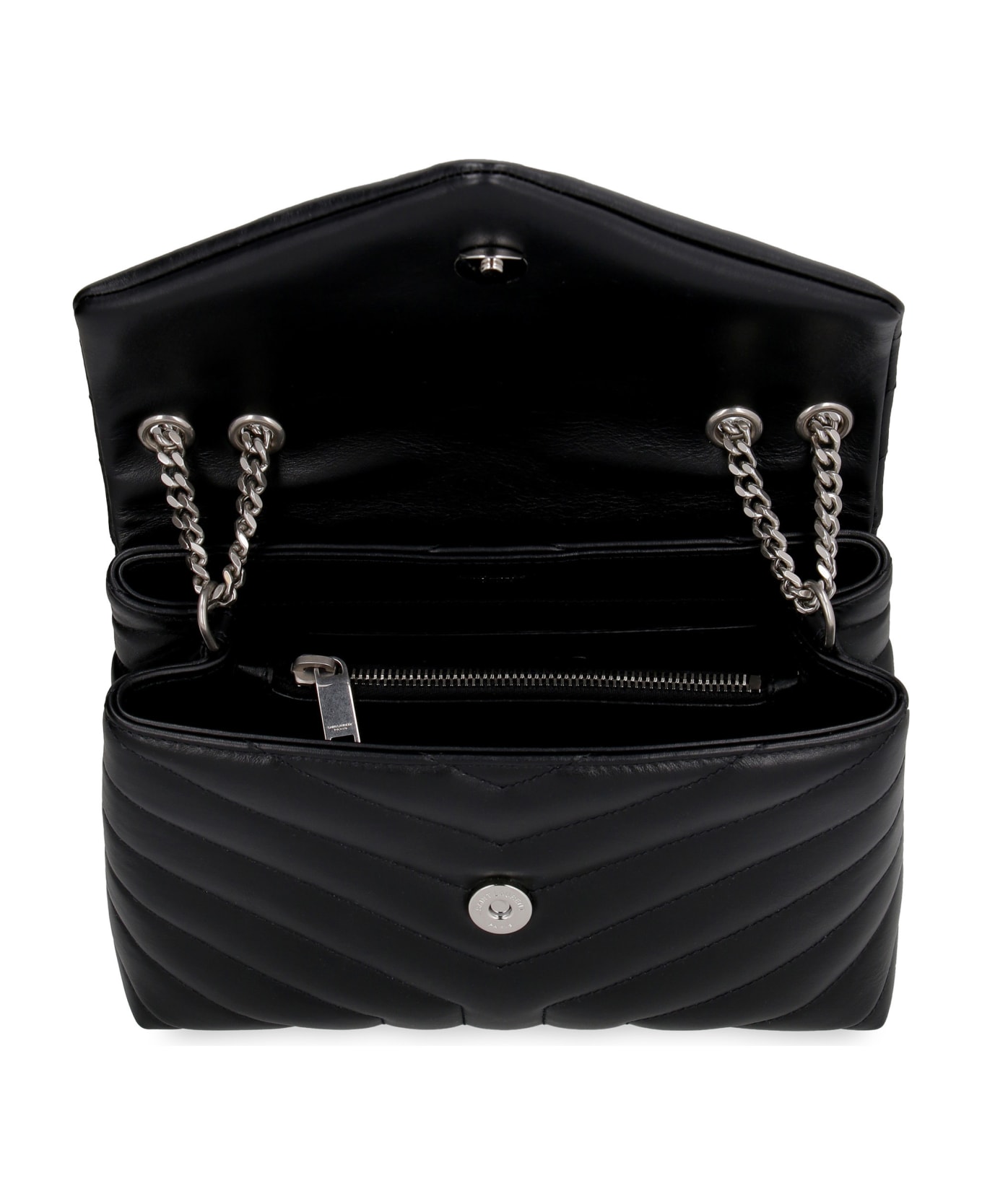 Saint Laurent Loulou Leather Shoulder Bag - BLACK