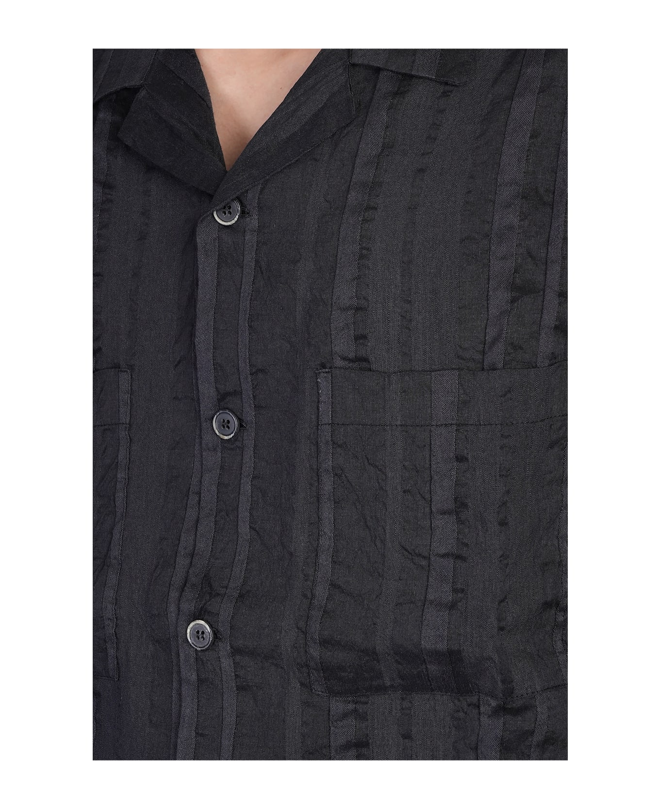 Barena Solana Shirt In Black Linen - black