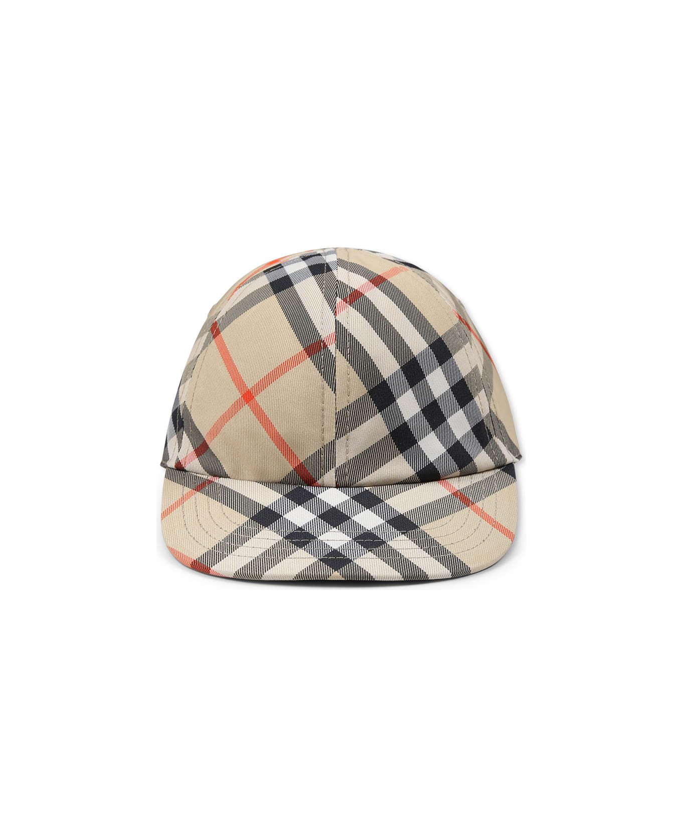 Burberry Beige Hat For Kids With Vintage Check - Beige