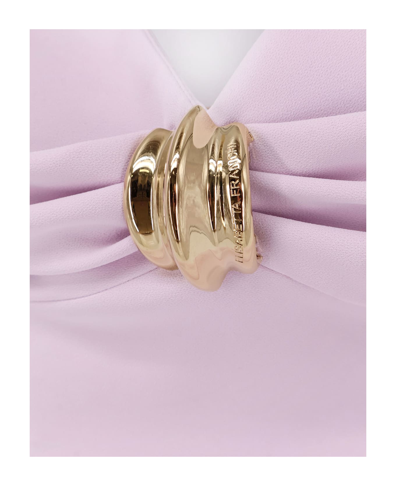Elisabetta Franchi Midi Dress With Gold Metal Detail - Pink